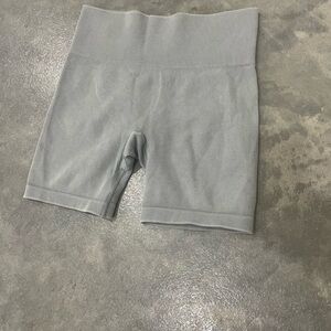 Seamless High-Waist Ribbed Bike Shorts - Light Gray JoyLab